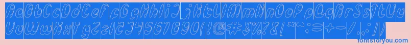 EnjoyTheTimeHollowInverse-Schriftart – Blaue Schriften auf rosa Hintergrund