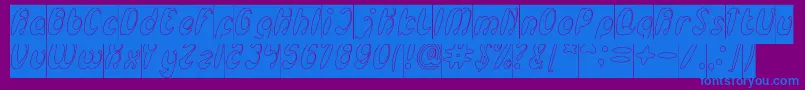 EnjoyTheTimeHollowInverse-Schriftart – Blaue Schriften auf violettem Hintergrund