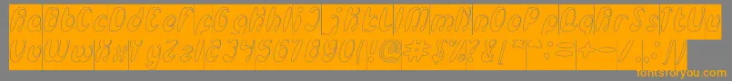 EnjoyTheTimeHollowInverse-Schriftart – Orangefarbene Schriften auf grauem Hintergrund