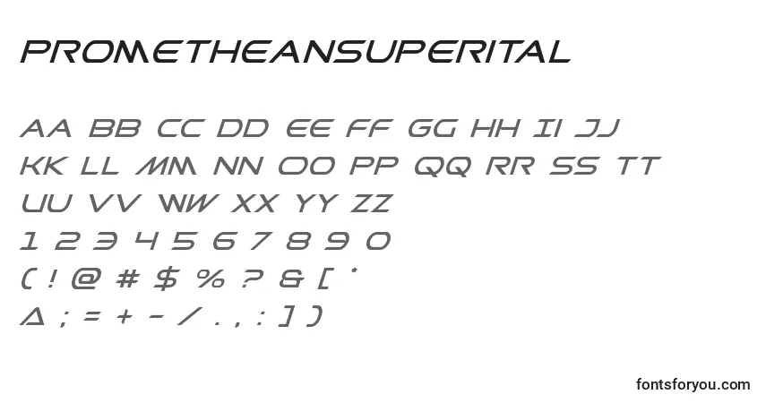 Fuente Prometheansuperital - alfabeto, números, caracteres especiales