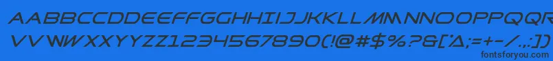 フォントPrometheansuperital – 黒い文字の青い背景
