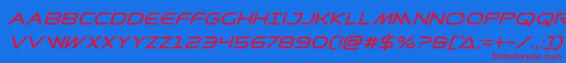 Prometheansuperital Font – Red Fonts on Blue Background