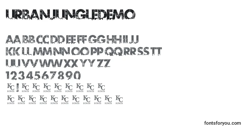 Urbanjungledemo-fontti – aakkoset, numerot, erikoismerkit