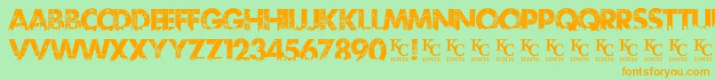 Urbanjungledemo-Schriftart – Orangefarbene Schriften auf grünem Hintergrund