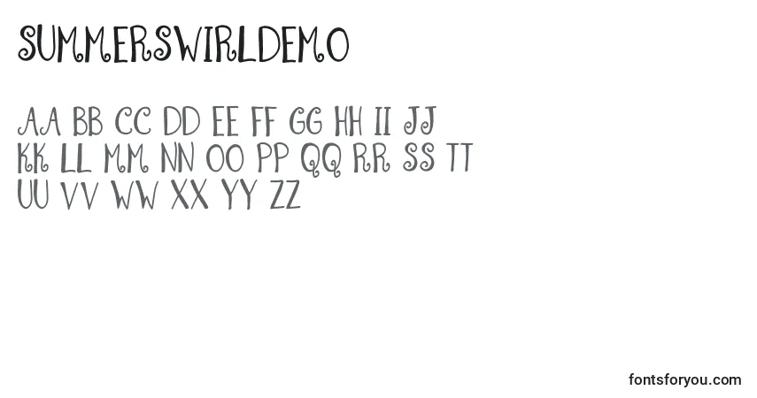 Шрифт SummerSwirlDemo – алфавит, цифры, специальные символы