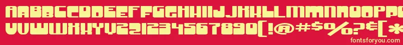 SfGrooveMachineExtupright-Schriftart – Gelbe Schriften auf rotem Hintergrund
