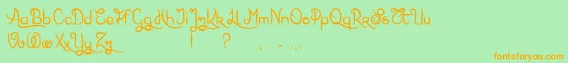 フォントKarlWright – オレンジの文字が緑の背景にあります。