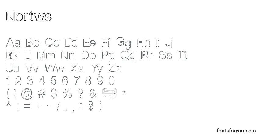 Czcionka Nortws – alfabet, cyfry, specjalne znaki