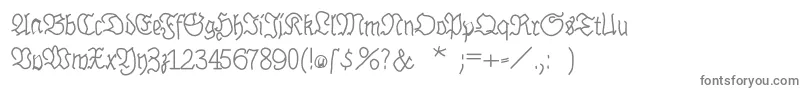 Brokenhand-fontti – harmaat kirjasimet valkoisella taustalla