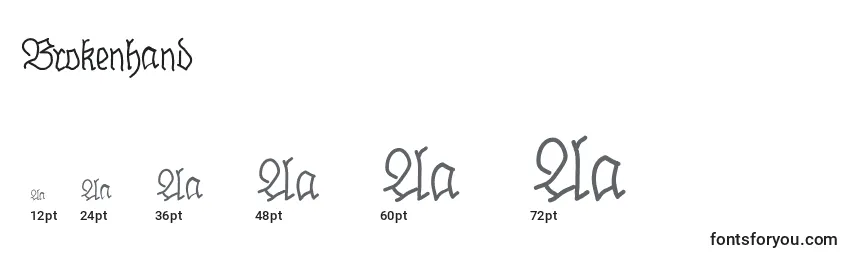sizes of brokenhand font, brokenhand sizes