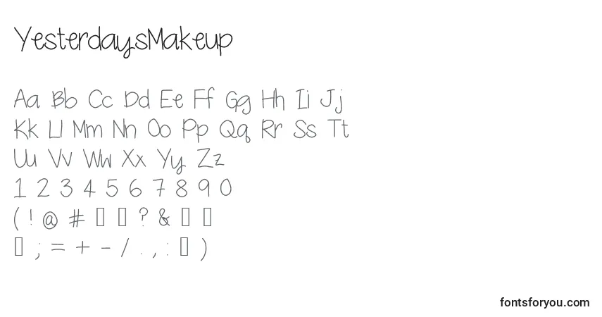 YesterdaysMakeup Font – alphabet, numbers, special characters