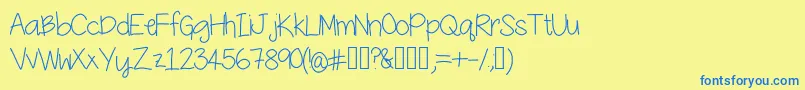 YesterdaysMakeup Font – Blue Fonts on Yellow Background