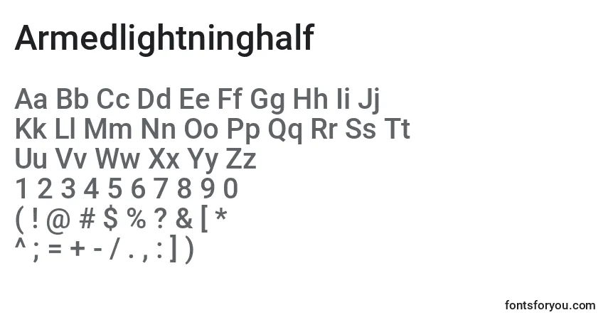 Armedlightninghalf-fontti – aakkoset, numerot, erikoismerkit