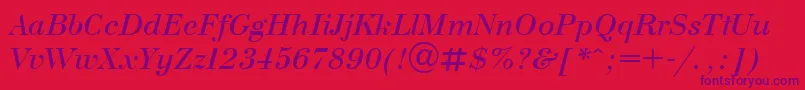 BodoniItalic-Schriftart – Violette Schriften auf rotem Hintergrund