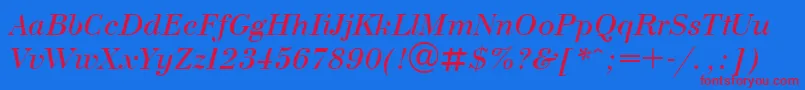 Czcionka BodoniItalic – czerwone czcionki na niebieskim tle