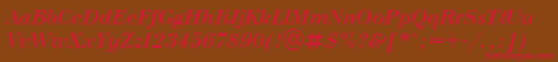 BodoniItalic-Schriftart – Rote Schriften auf braunem Hintergrund