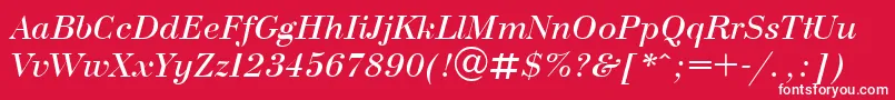 フォントBodoniItalic – 赤い背景に白い文字