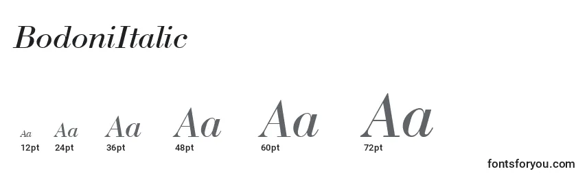 Размеры шрифта BodoniItalic