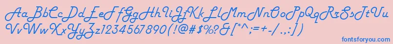 Fonte AmericanRetro – fontes azuis em um fundo rosa
