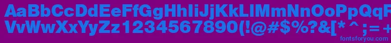 Swiss721BlackNo.2Bt-Schriftart – Blaue Schriften auf violettem Hintergrund