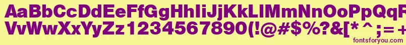 Swiss721BlackNo.2Bt Font – Purple Fonts on Yellow Background