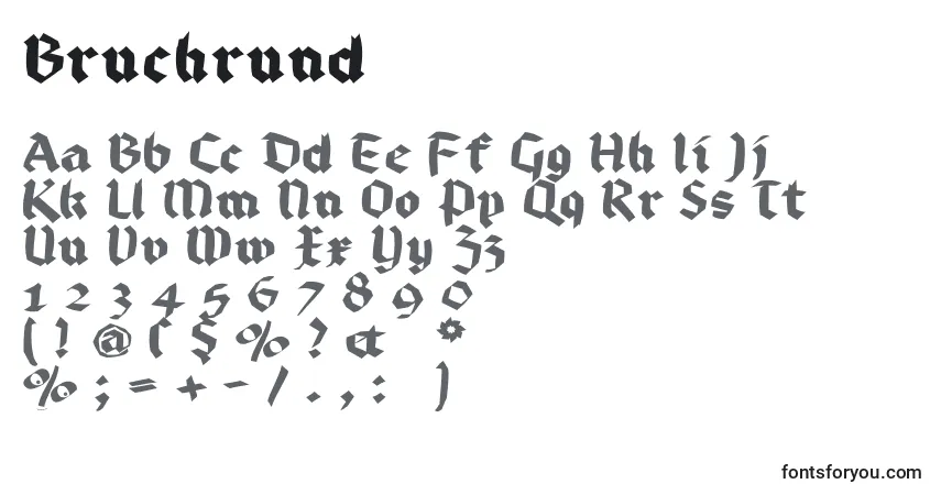 Шрифт Bruchrund – алфавит, цифры, специальные символы