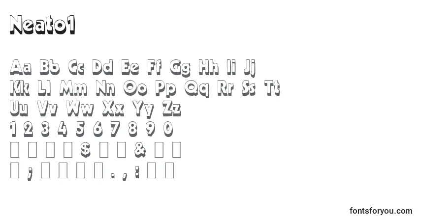 Czcionka Neato1 – alfabet, cyfry, specjalne znaki