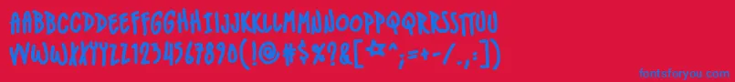 IndiestarbbBld-Schriftart – Blaue Schriften auf rotem Hintergrund