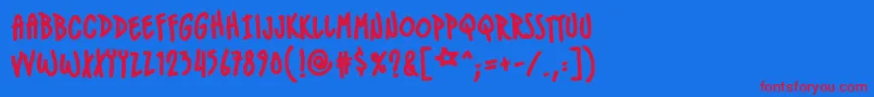 IndiestarbbBld Font – Red Fonts on Blue Background