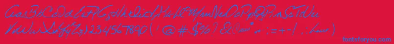 CelineDionHandwriting Font – Blue Fonts on Red Background