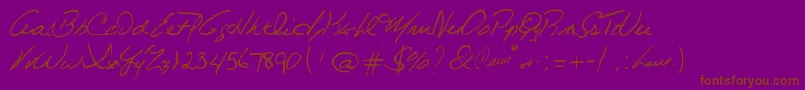 フォントCelineDionHandwriting – 紫色の背景に茶色のフォント