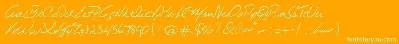 CelineDionHandwriting-Schriftart – Grüne Schriften auf orangefarbenem Hintergrund