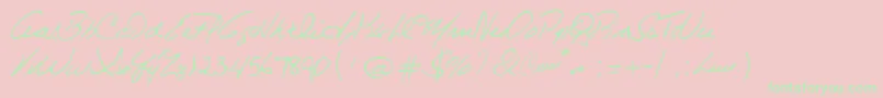 Police CelineDionHandwriting – polices vertes sur fond rose