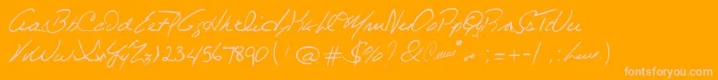 CelineDionHandwriting-Schriftart – Rosa Schriften auf orangefarbenem Hintergrund