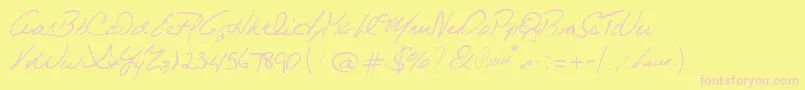 Fonte CelineDionHandwriting – fontes rosa em um fundo amarelo