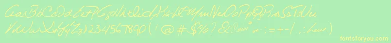 CelineDionHandwriting Font – Yellow Fonts on Green Background