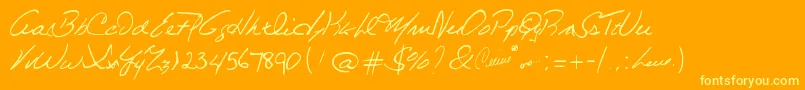 CelineDionHandwriting Font – Yellow Fonts on Orange Background