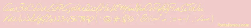 CelineDionHandwriting-Schriftart – Gelbe Schriften auf rosa Hintergrund