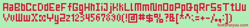 MrsKichinto Font – Red Fonts on Green Background