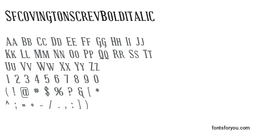Czcionka SfcovingtonscrevBolditalic – alfabet, cyfry, specjalne znaki