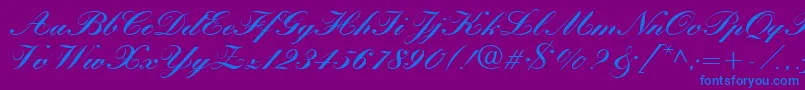 KastlerBoldItalic-Schriftart – Blaue Schriften auf violettem Hintergrund