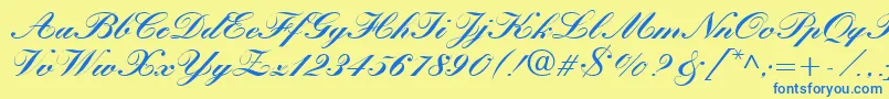 KastlerBoldItalic Font – Blue Fonts on Yellow Background