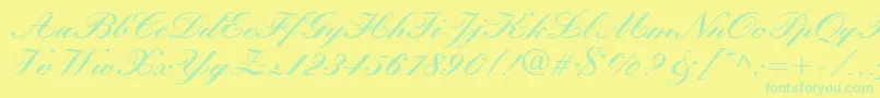 KastlerBoldItalic Font – Green Fonts on Yellow Background