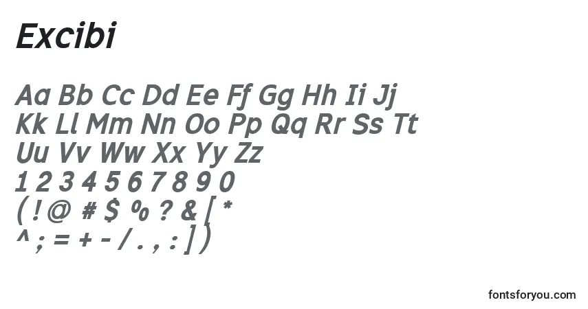 Fuente Excibi - alfabeto, números, caracteres especiales