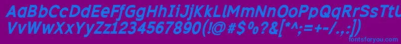 フォントExcibi – 紫色の背景に青い文字