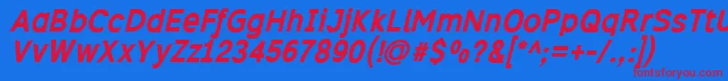 Excibi Font – Red Fonts on Blue Background