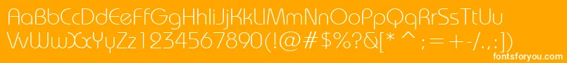 BauhausLightBt-Schriftart – Weiße Schriften auf orangefarbenem Hintergrund