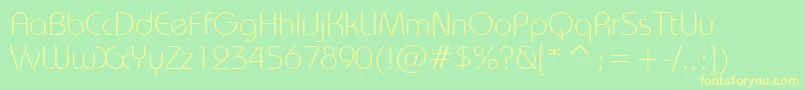 BauhausLightBt-Schriftart – Gelbe Schriften auf grünem Hintergrund
