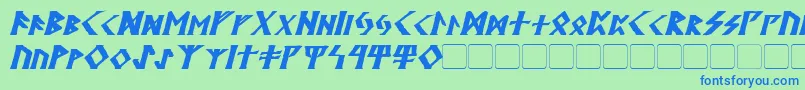 KehdraiBoldItalic Font – Blue Fonts on Green Background