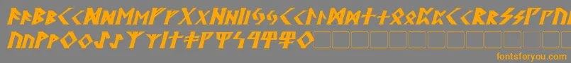 フォントKehdraiBoldItalic – オレンジの文字は灰色の背景にあります。